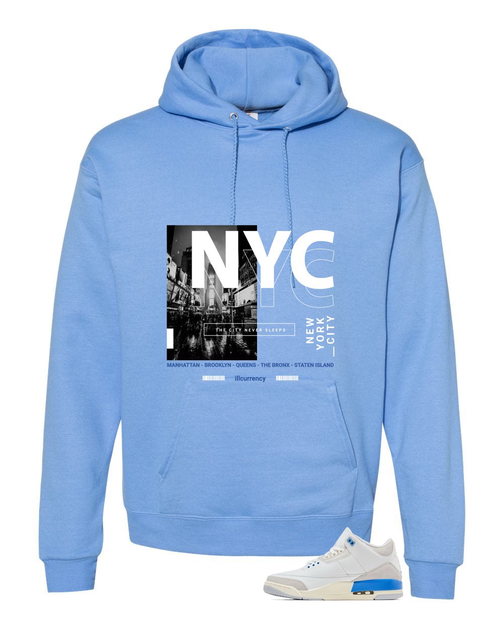 Air Jordan 3 Lucky Shorts Carolina Blue T-Shirt (City Never Sleeps)| illcurrency