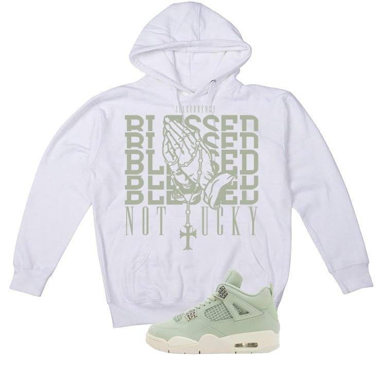 Air Jordan 4 WMNS Seafoam White T-Shirt (Blessed not lucky)| illcurrency