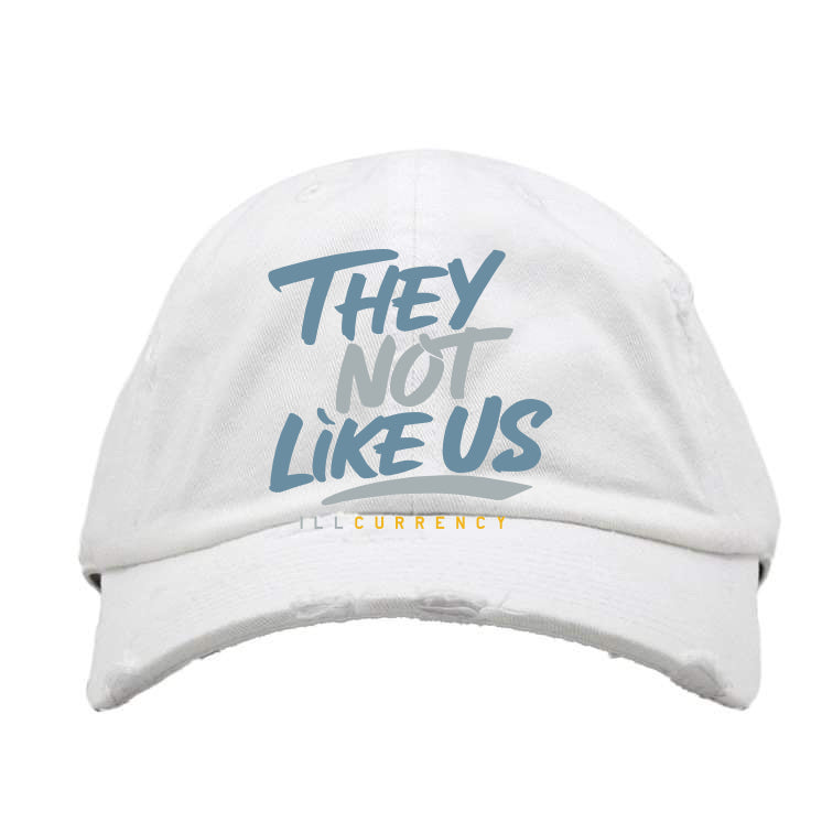 Air Jordan 4 Denim Worn Blue White Hat (They not like us)| illcurrency