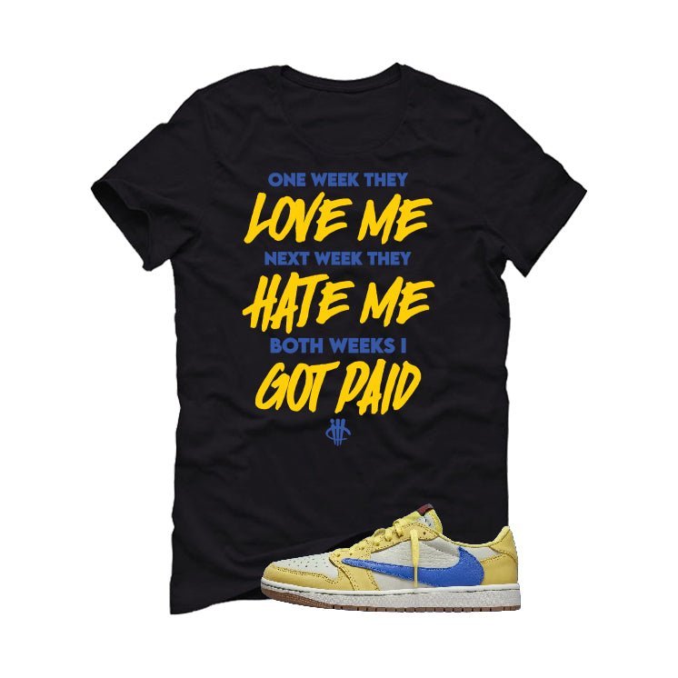 Travis Scott x Air Jordan 1 Low OG “Canary” | illcurrency Black T-Shirt (Paid)