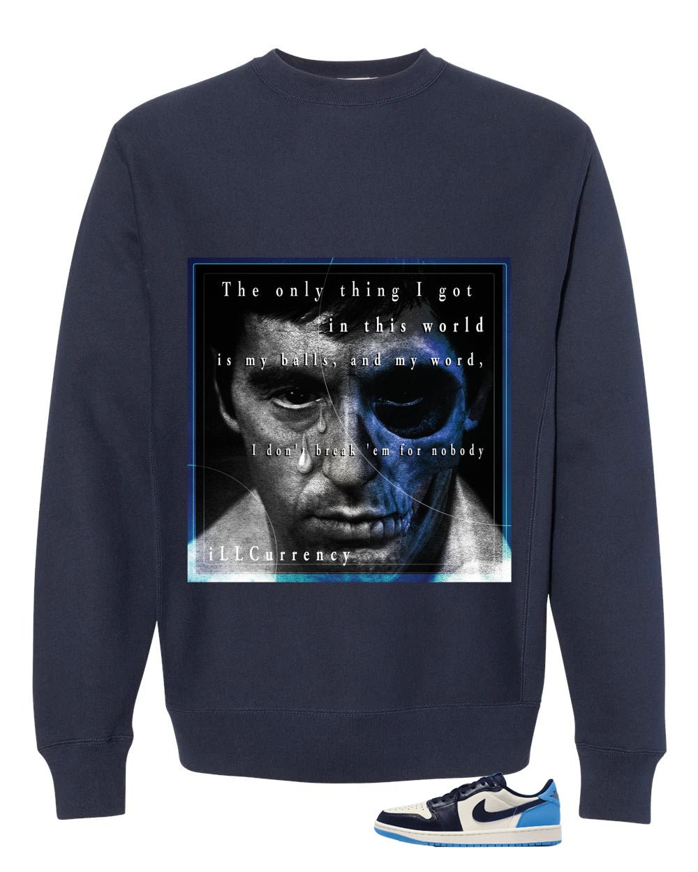 Nike Air Jordan 1 Low OG Obsidian Navy Blue T-Shirt (Pacino)| illcurrency