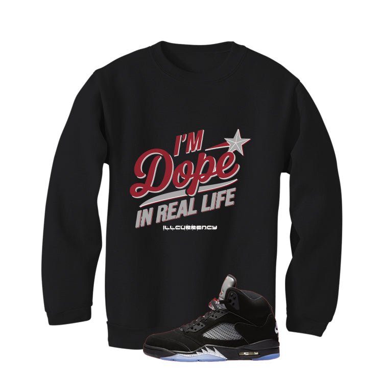 Air Jordan 5 Black Metallic Reimagined Black T-Shirt (DOPE)| illcurrency