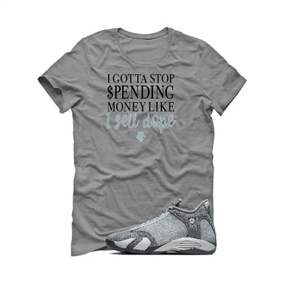 Air Jordan 14 “Flint Grey” | illcurrency Grey T-Shirt (STOP SPENDING MONEY)