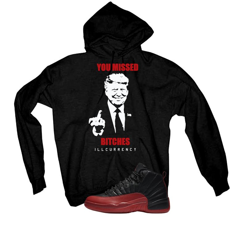 Air Jordan 12 Flu Game 2025 Black T-Shirt (Trump you missed)| illcurrency