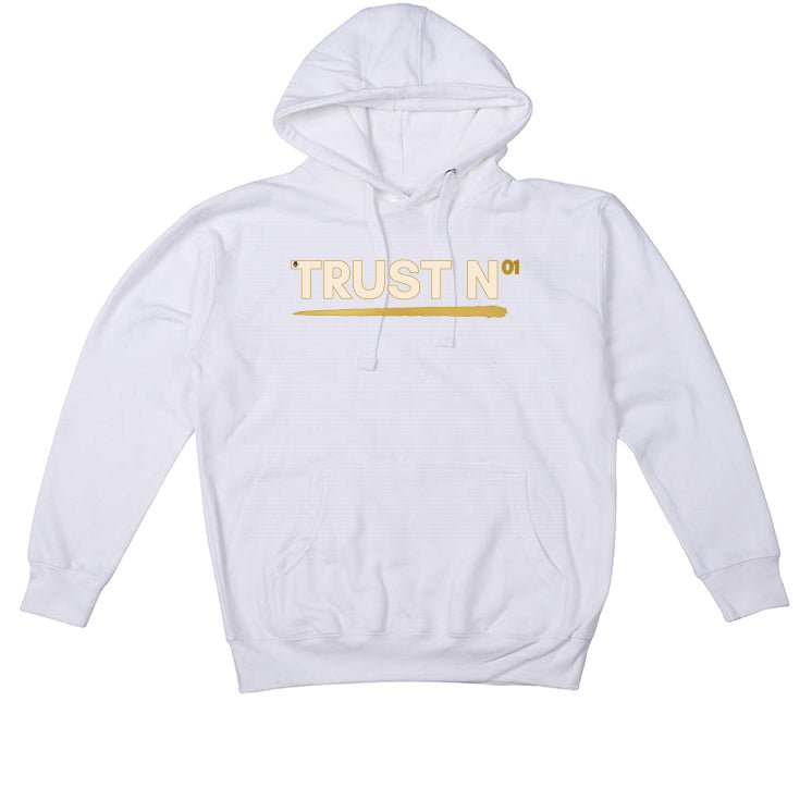 Air Jordan 4 WMNS “Metallic Gold” | illcurrency White T-Shirt (TRUST NO ONE)