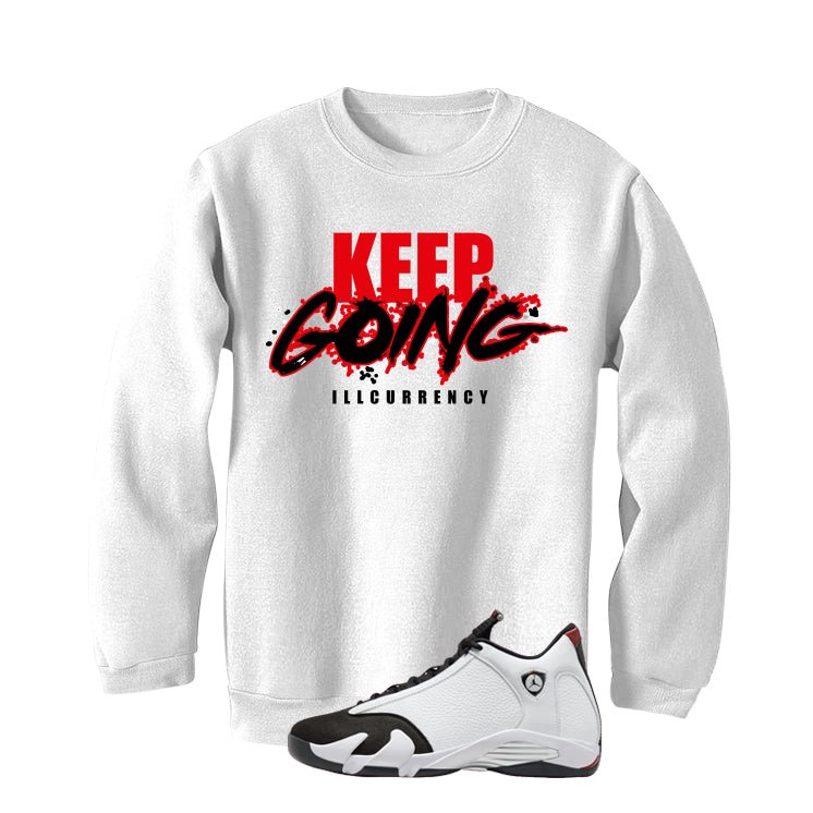 Air Jordan 14 Black Toe White T-Shirt (keep Going)| illcurrency