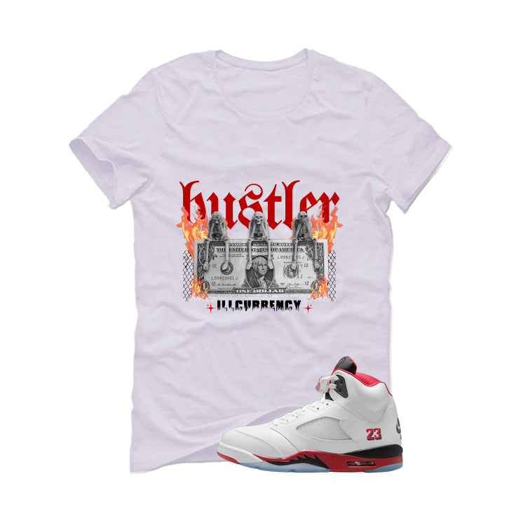 Air Jordan 5 Fire Red Black Tongue White T-Shirt (See No Evil Hustler)| illcurrency