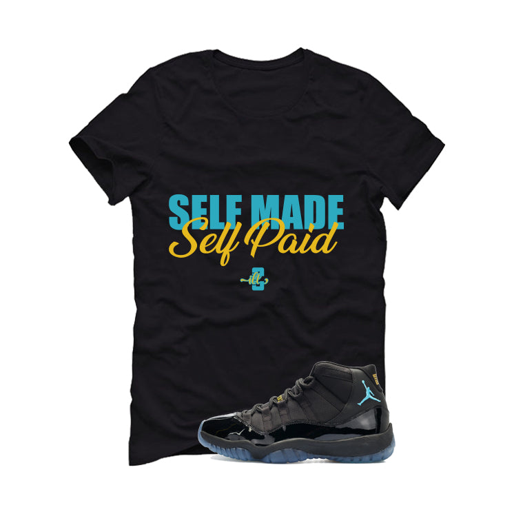 Air Jordan 11 Gamma Blue Matching T-Shirt, Sweatshirts & Hoodies Black T-Shirt (Self Made Self Paid)| illcurrency