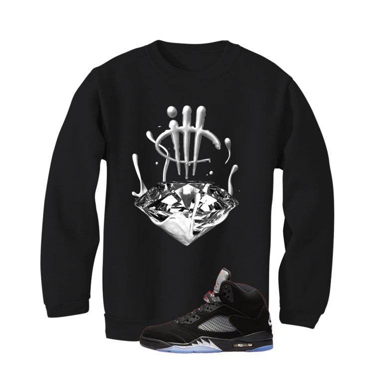 Air Jordan 5 Black Metallic Reimagined Black T-Shirt (Drip)| illcurrency