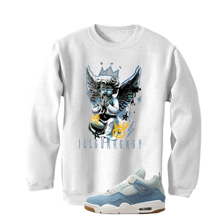 Air Jordan 4 Denim Worn Blue White T-Shirt (Graffiti Angel)| illcurrency
