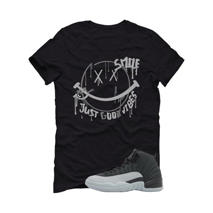 Air Jordan 12 Black/Wolf Grey Black T-Shirt (Smile)| illcurrency