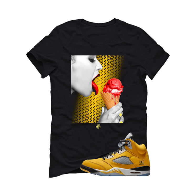 Air Jordan 5 Tokyo Matching T-Shirt, Sweatshirts & Hoodies Black T-Shirt (Lick It)| illcurrency