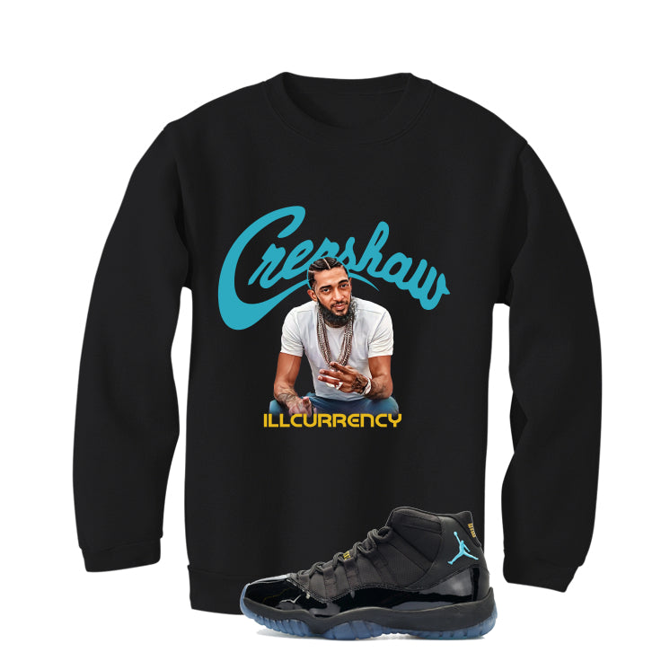 Air Jordan 11 Gamma Blue Matching T-Shirt, Sweatshirts & Hoodies Black T-Shirt (Crenshaw)| illcurrency
