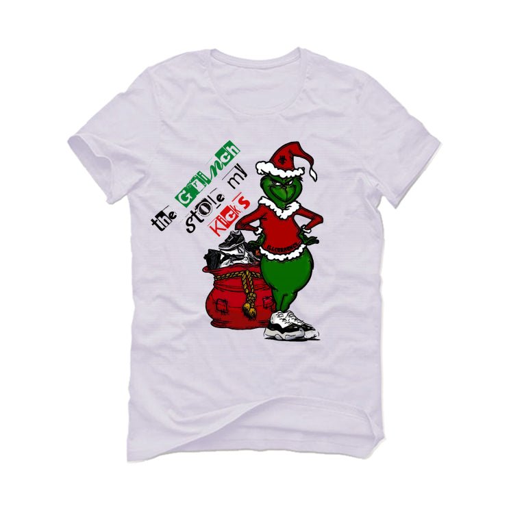 Air Jordan 11 Gratitude | ILLCURRENCY White T-Shirt (Grinch stole my kicks)
