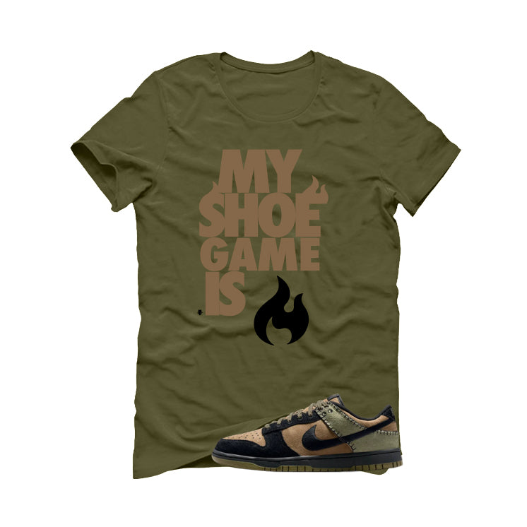 Nike Dunk Low Frankenstein Matching T-Shirt, Sweatshirts & Hoodies Military Green T-Shirt (My Shoe Game Is Fire)| illcurrency