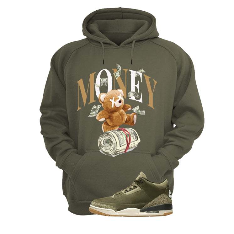 Air Jordan 3 Family Affair Matching T-Shirt, Sweatshirts & Hoodies Military Green T-Shirt (Money Bear)| illcurrency