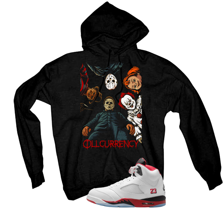 Air Jordan 5 Fire Red Black Tongue Black T-Shirt (illcurrency Nightmare)| illcurrency
