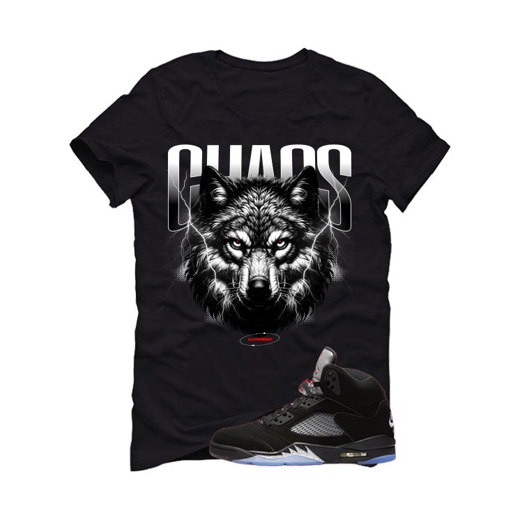 Air Jordan 5 Black Metallic Reimagined Black T-Shirt (Chaos)| illcurrency
