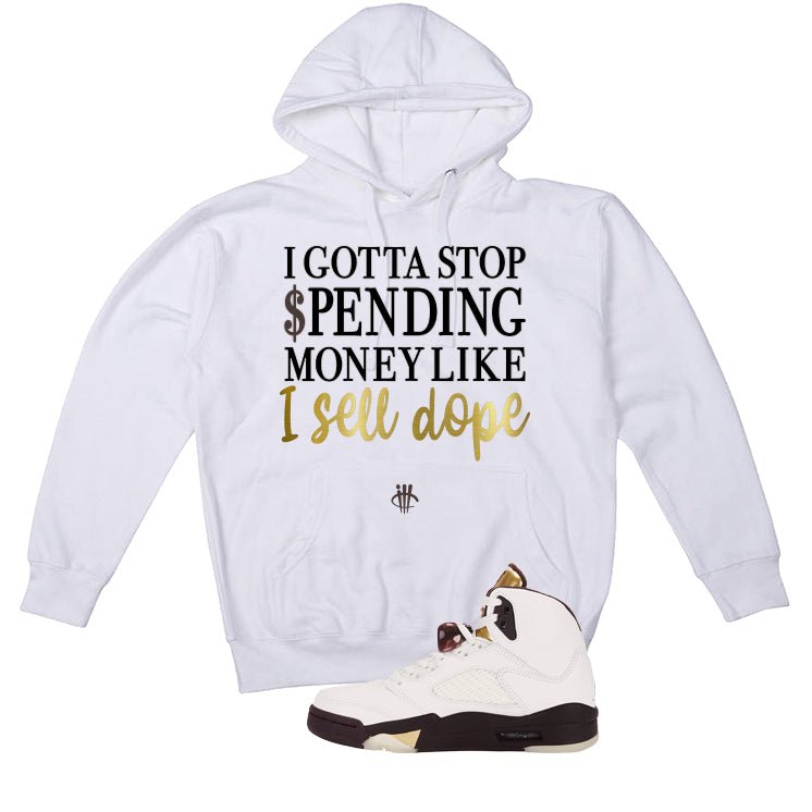 Air Jordan 5 Earth/Metallic Gold White T-Shirt (Gotta Stop Spending Money)| illcurrency