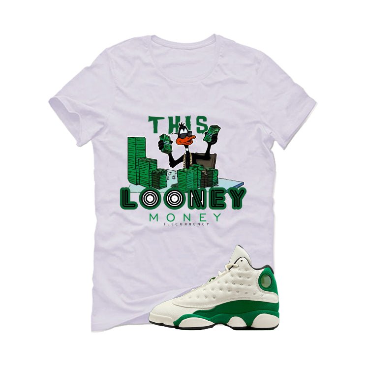 Air Jordan 13 GS Pine Green White T-Shirt (Looney Money)| illcurrency