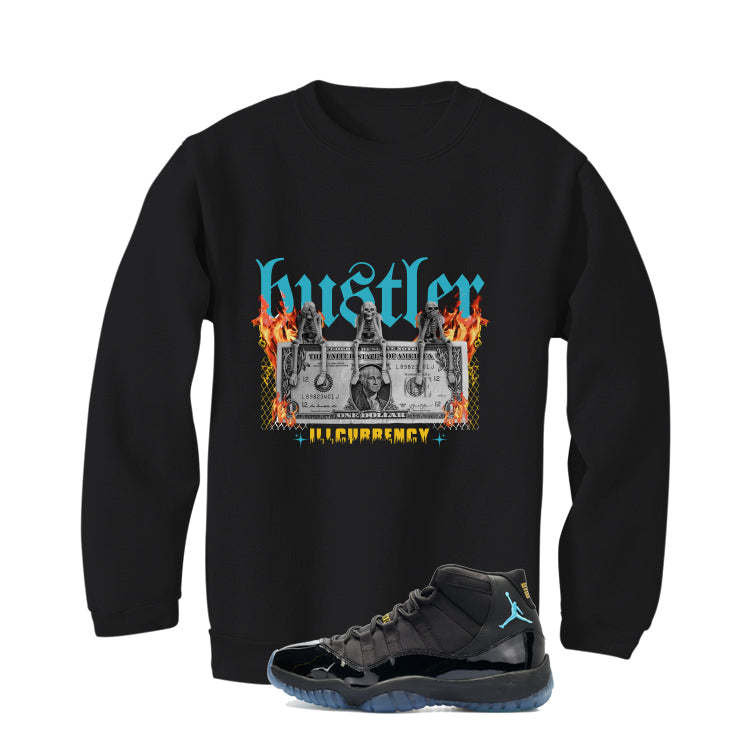 Air Jordan 11 Gamma Blue Matching T-Shirt, Sweatshirts & Hoodies Black T-Shirt (See No Evil Hustler)| illcurrency