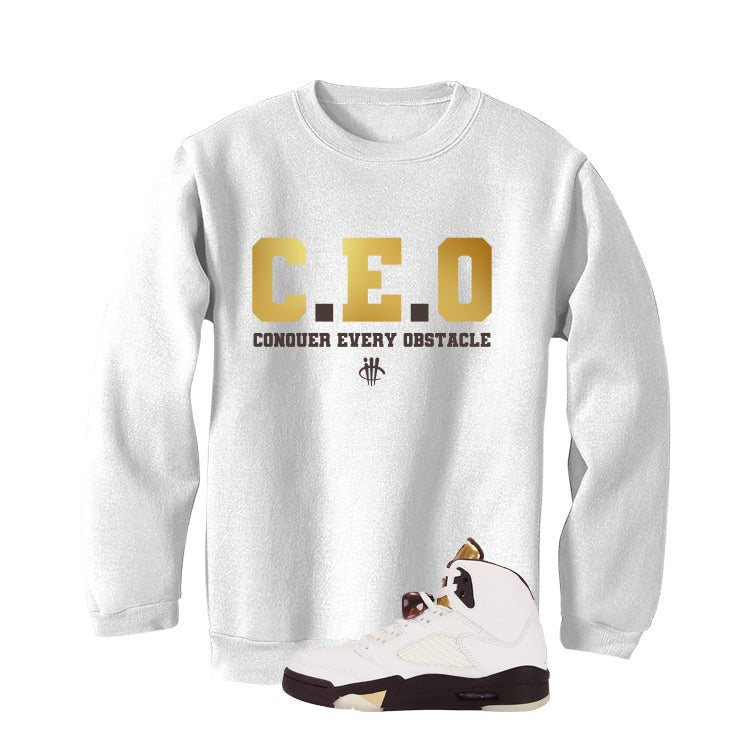 Air Jordan 5 Earth/Metallic Gold White T-Shirt (CEO)| illcurrency