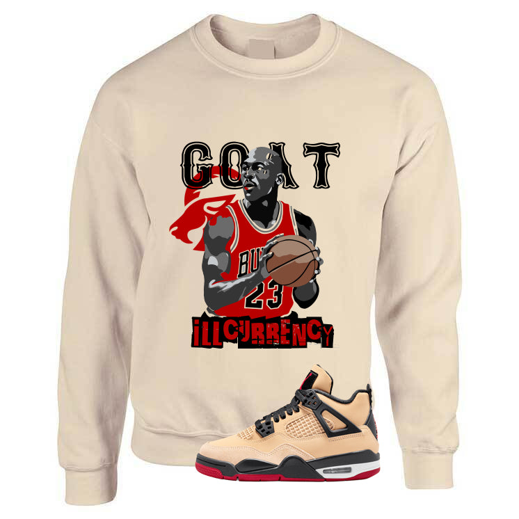 Air Jordan 4 Pizza (GS) Tan T-Shirt (MJ GOAT)| illcurrency