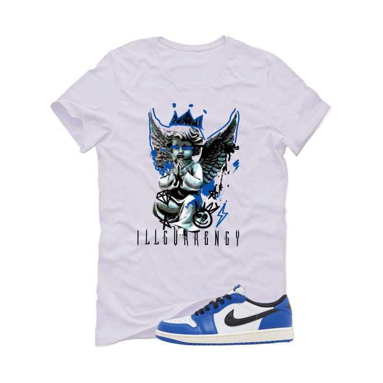 Air Jordan 1 Low OG Game Royal White T-Shirt (Graffiti Angel)| illcurrency
