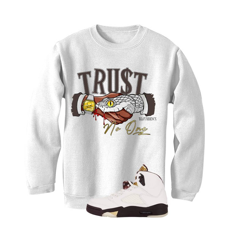 Air Jordan 5 Earth/Metallic Gold White T-Shirt (TRUST NO ONE)| illcurrency