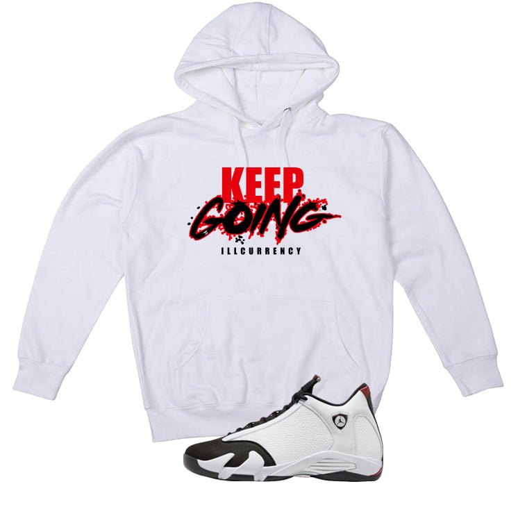 Air Jordan 14 Black Toe White T-Shirt (keep Going)| illcurrency