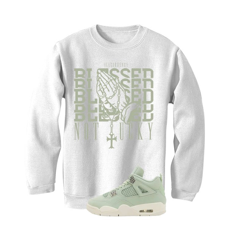 Air Jordan 4 WMNS Seafoam White T-Shirt (Blessed not lucky)| illcurrency