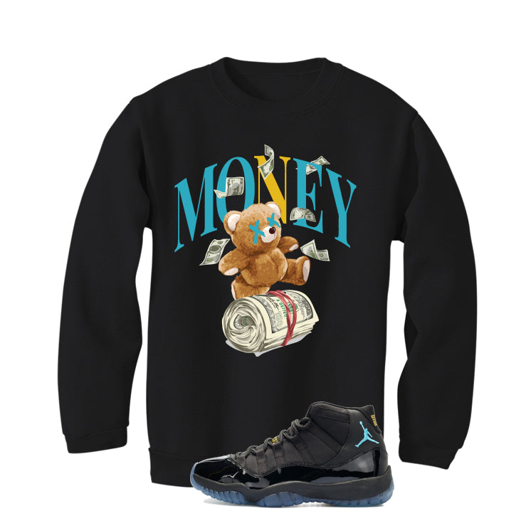 Air Jordan 11 Gamma Blue Matching T-Shirt, Sweatshirts & Hoodies Black T-Shirt (Money Bear)| illcurrency