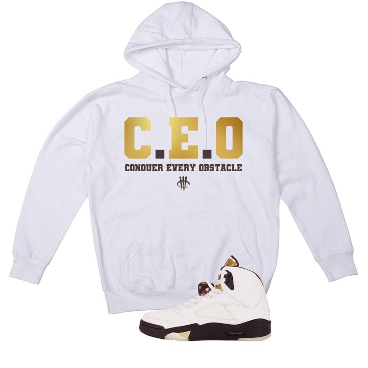 Air Jordan 5 Earth/Metallic Gold White T-Shirt (CEO)| illcurrency