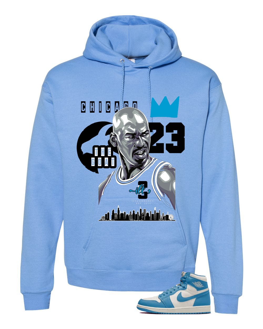 Air Jordan 1 High OG UNC Reimagined Carolina Blue T-Shirt (The Goat)| illcurrency