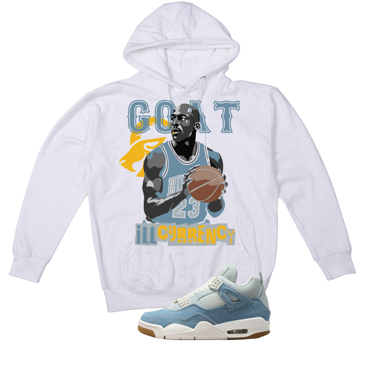 Air Jordan 4 Denim Worn Blue White T-Shirt (MJ GOAT)| illcurrency