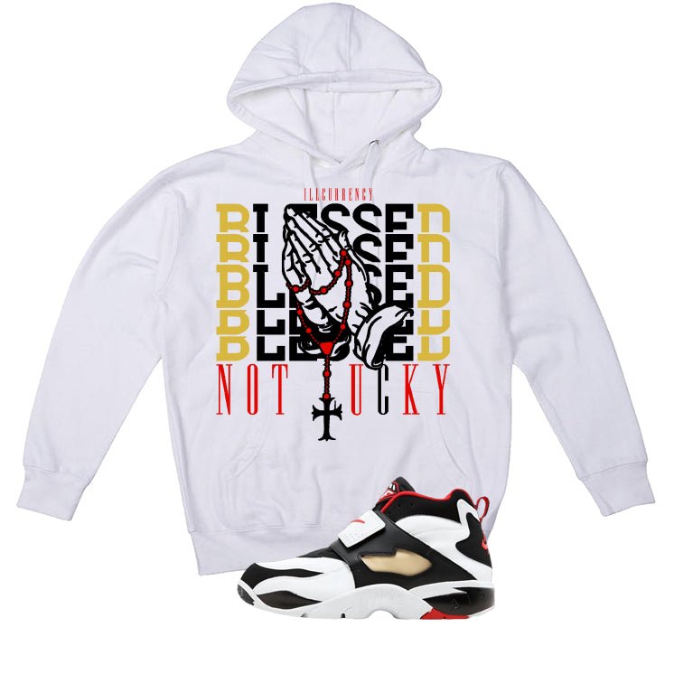 Nike Air Diamond Turf Falcons White T-Shirt (Blessed not lucky)| illcurrency