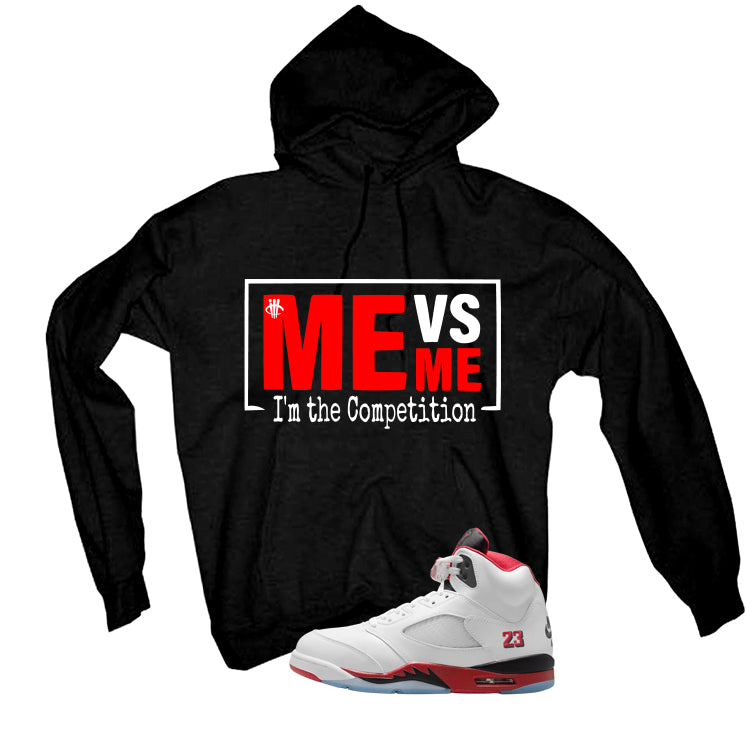 Air Jordan 5 Fire Red Black Tongue Black T-Shirt (Me Vs Me)| illcurrency
