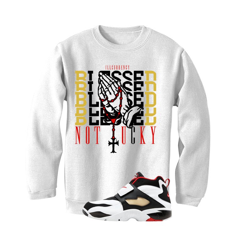 Nike Air Diamond Turf Falcons White T-Shirt (Blessed not lucky)| illcurrency