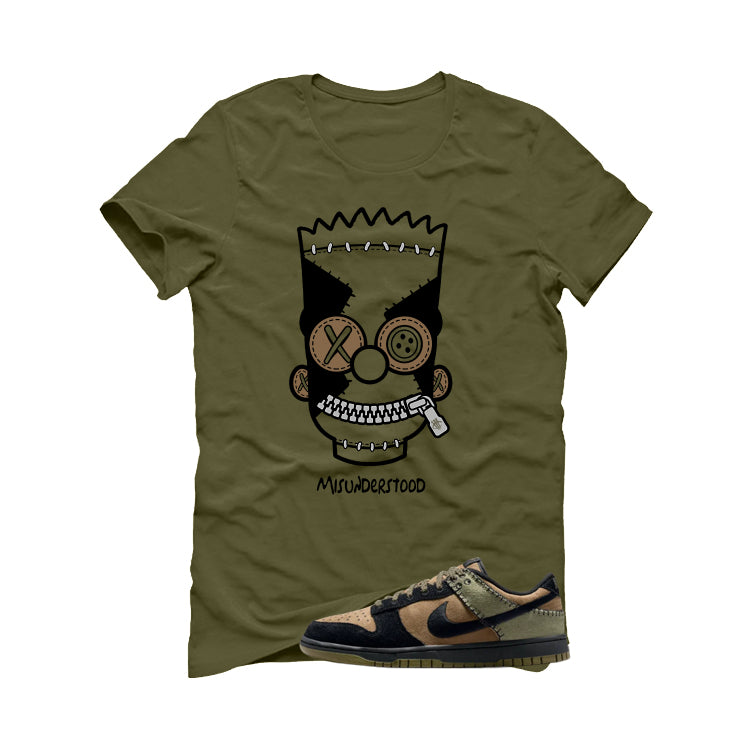 Nike Dunk Low Frankenstein Matching T-Shirt, Sweatshirts & Hoodies Military Green T-Shirt (Misunderstood)| illcurrency