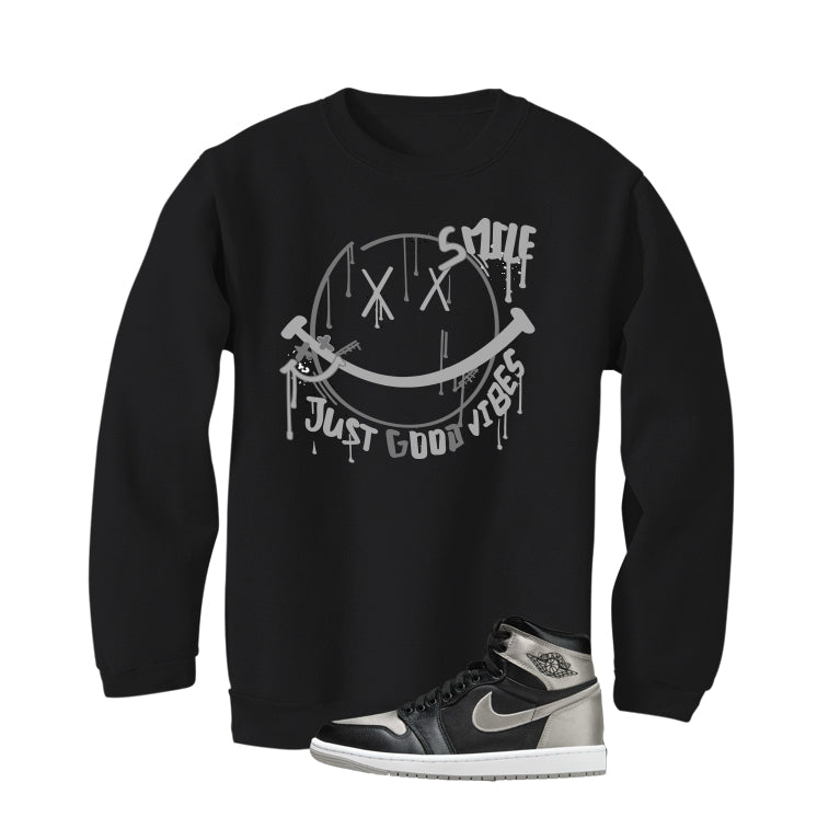 Air Jordan 1 High OG WMNS Satin Shadow Black T-Shirt (Smile)| illcurrency