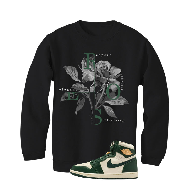 Air Jordan 1 High OG WMNS Fir Matching T-Shirt, Sweatshirts & Hoodies Black T-Shirt (Roses)| illcurrency