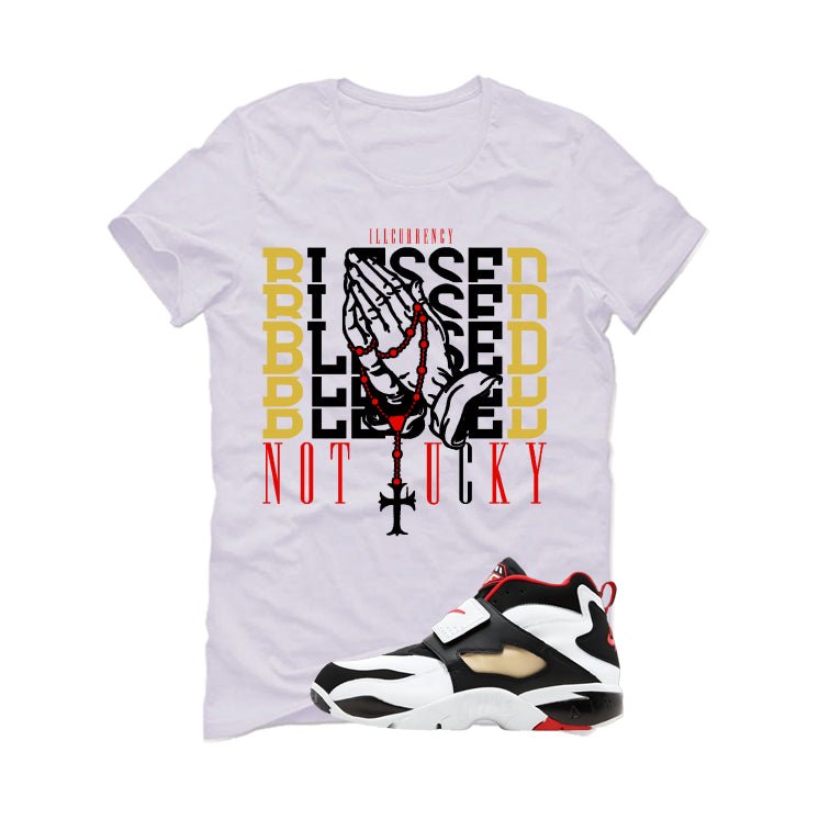 Nike Air Diamond Turf Falcons White T-Shirt (Blessed not lucky)| illcurrency
