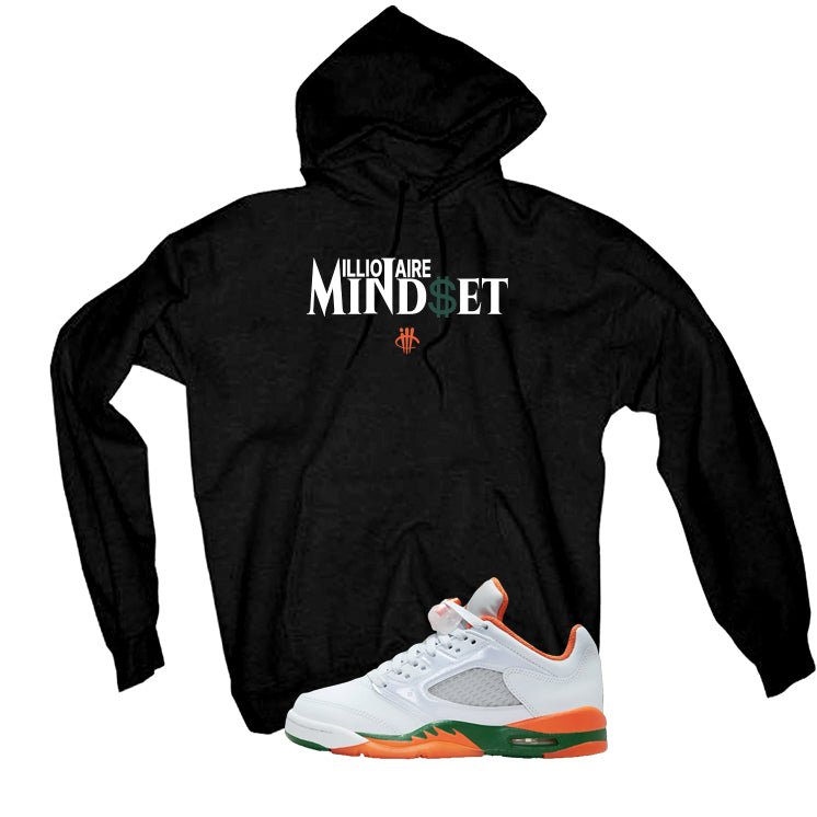 Air Jordan 5 GS Miami Hurricanes Black T-Shirt (Millionaire Mindset)| illcurrency