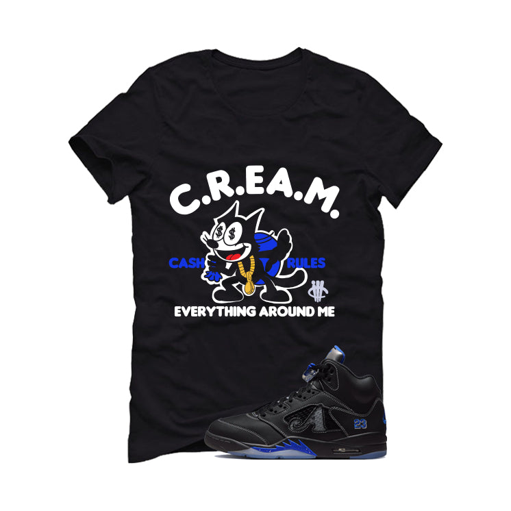Awake NY x Air Jordan 5 Racer Blue Black T-Shirt (Cream)| illcurrency