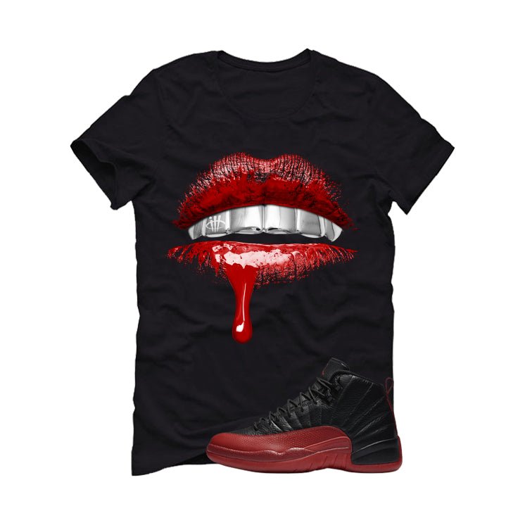 Air Jordan 12 Flu Game 2025 Black T-Shirt (Lips)| illcurrency