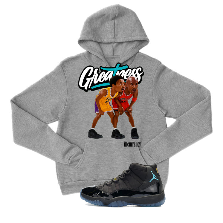 Air Jordan 11 Gamma Blue Matching T-Shirt, Sweatshirts & Hoodies Grey T-Shirt (Greatness)| illcurrency