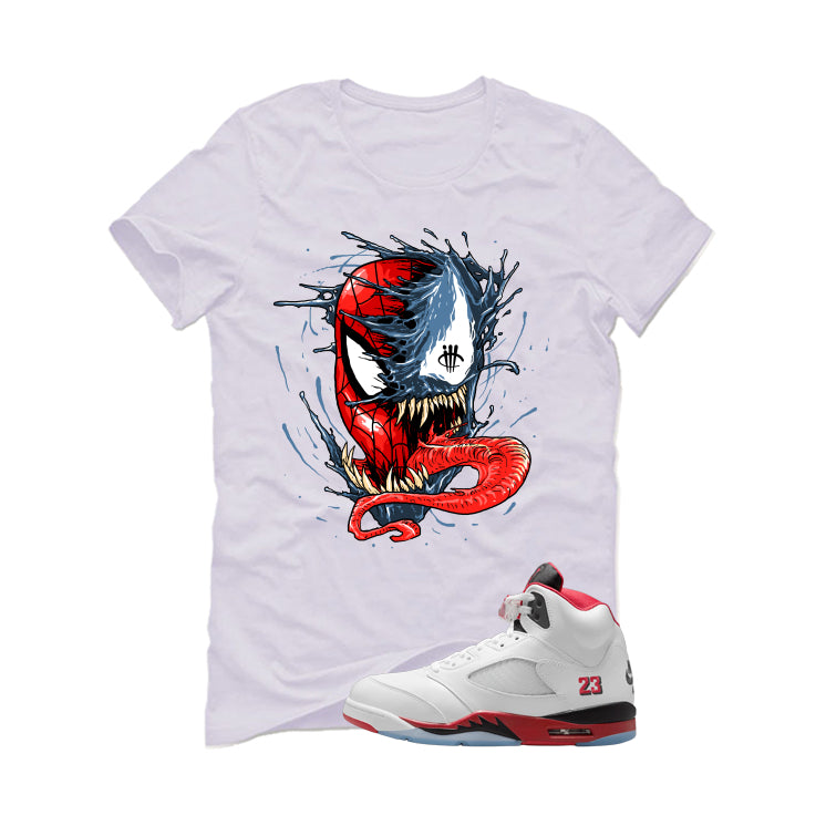 Air Jordan 5 Fire Red Black Tongue White T-Shirt (Spiddy and Venom)| illcurrency