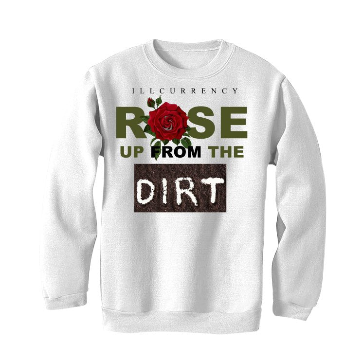 Travis Scott x Air Jordan 1 Low OG "Olive" WMNS | ILLCURRENCY White T-Shirt (Rose up from the dirt)