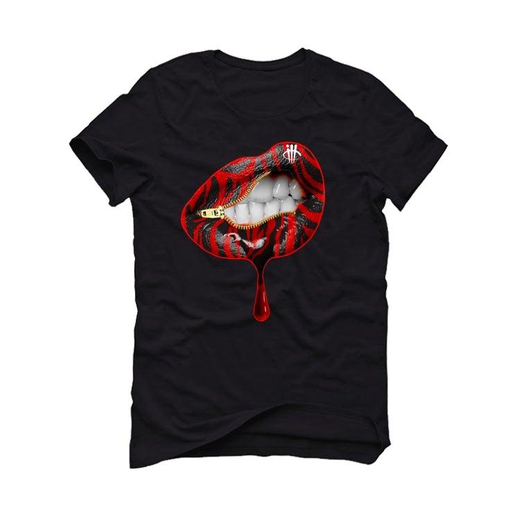 Air Jordan 5 OG Fire Red Silver Tongue 2020 Black T-Shirt (LIPS UNSEALED) - illCurrency Sneaker Matching Apparel