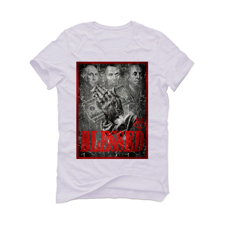 Supreme x Nike SB Dunk High “Navy/Red” White T-Shirt (BLESSED FORTUNE)